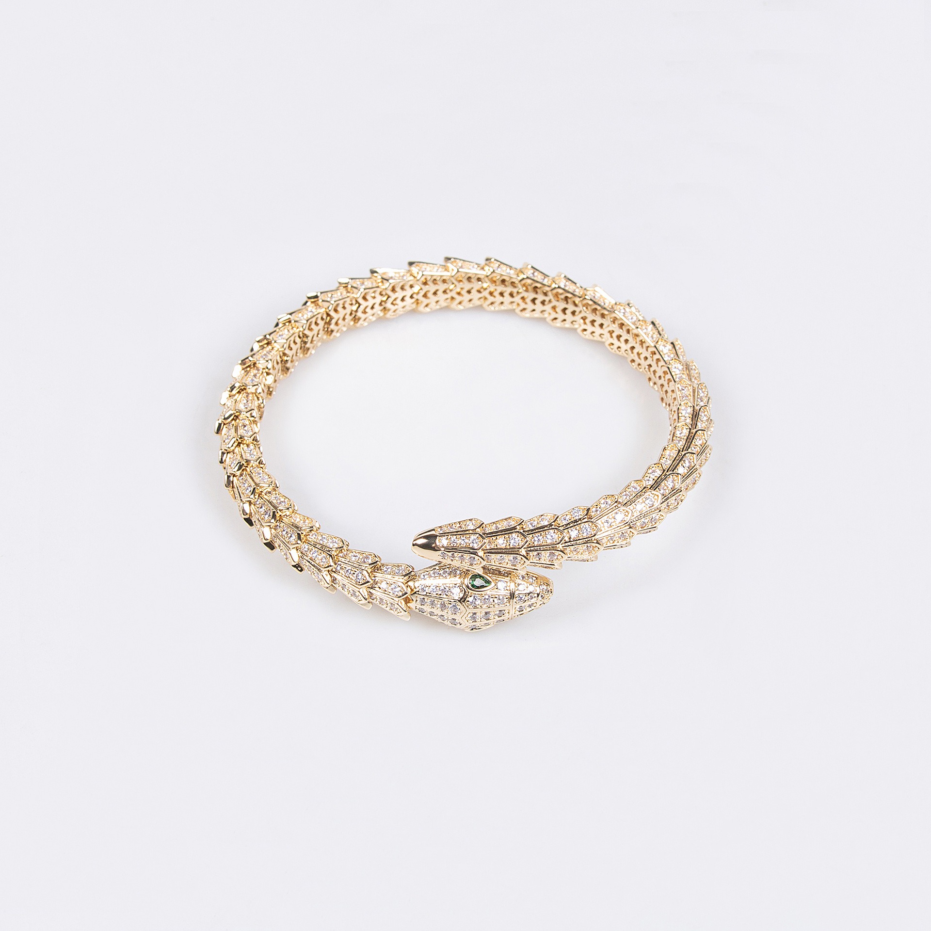 18K Gold Wind Snake Bracelet with Colored Gemstones and Diamonds