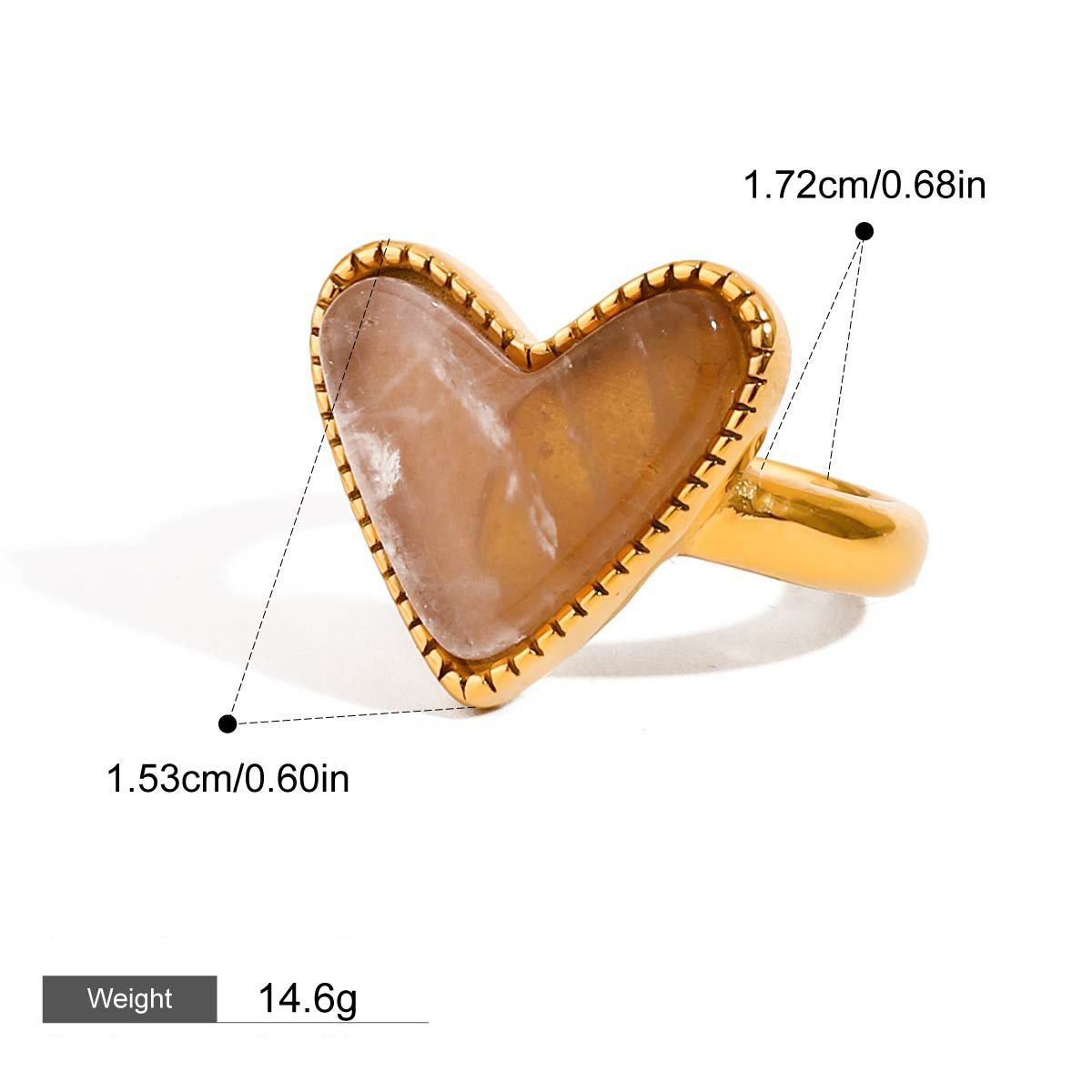 18K gold heart-shaped ring with textured design - Image 6