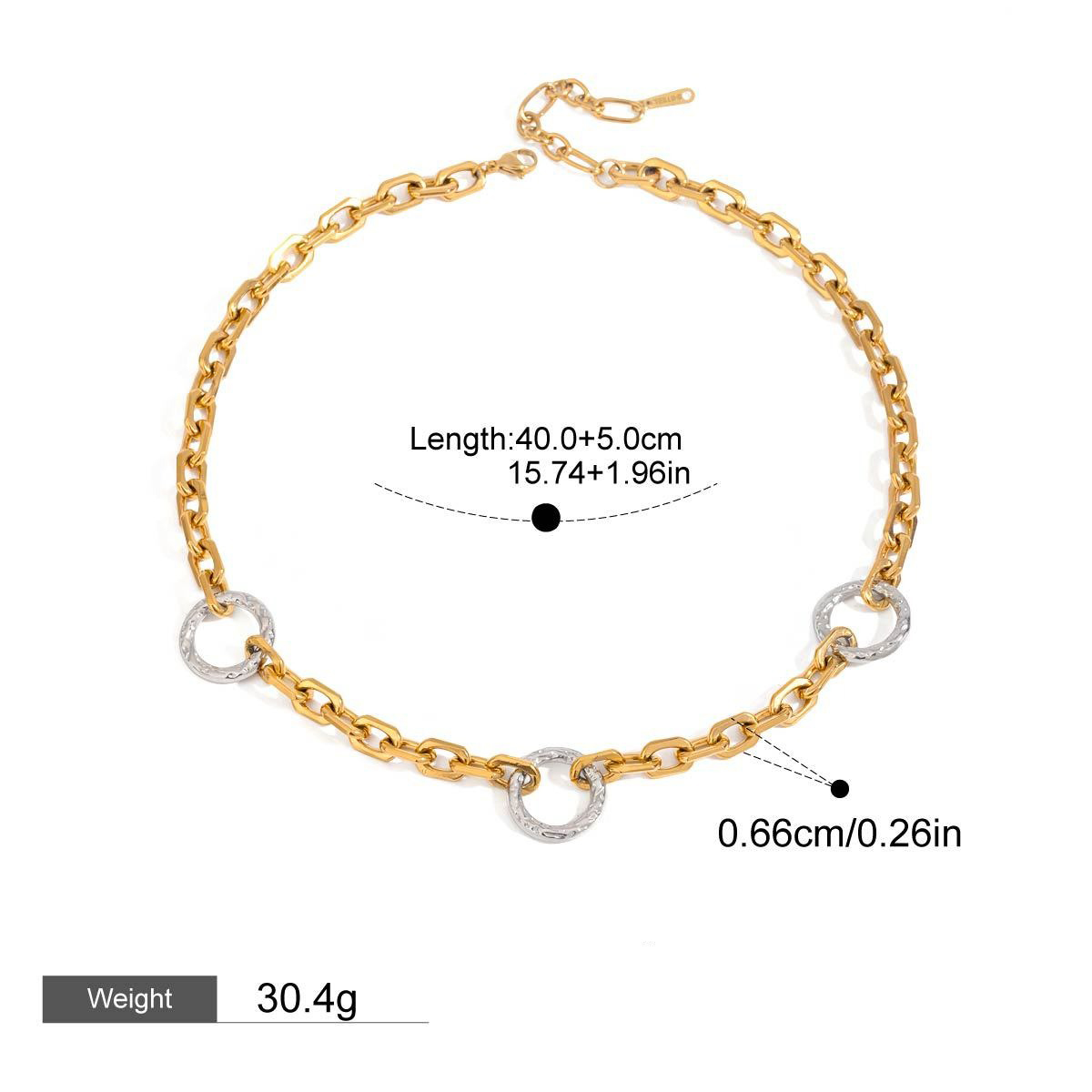 18K gold ring with gold and silver color matching design trendy personality necklace - Image 7