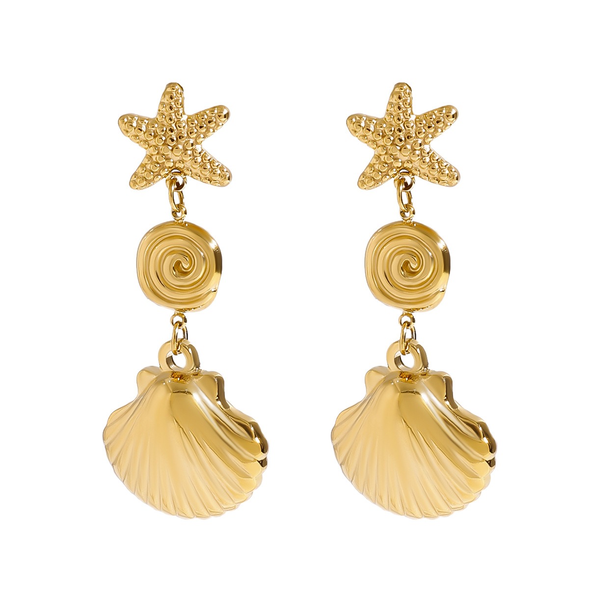 18K gold shells with tassel design exquisite and noble earrings - Image 6