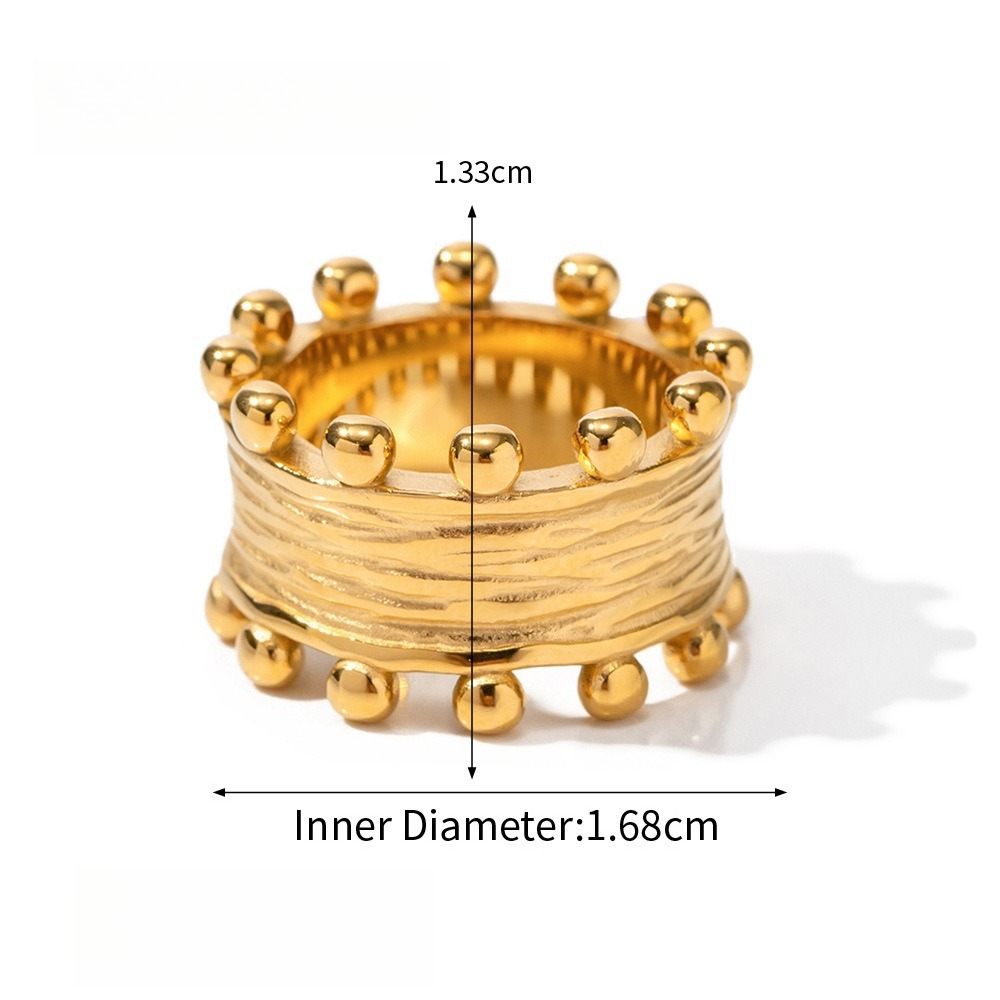 18K Gold Luxury Pearl Titanium Steel Ring - Image 9