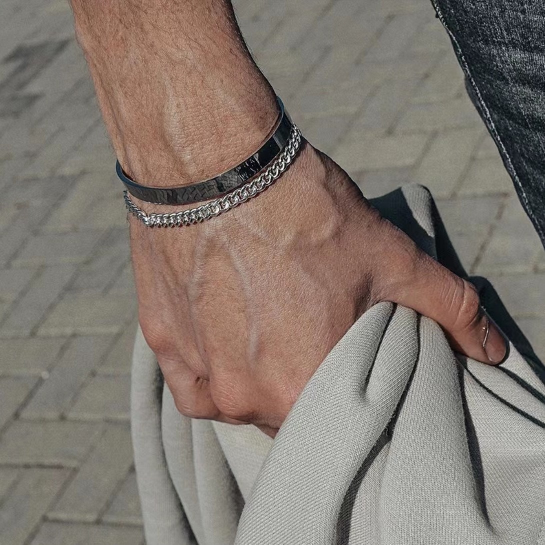 Cuban chain design trendy fashion men's bracelet - Image 5