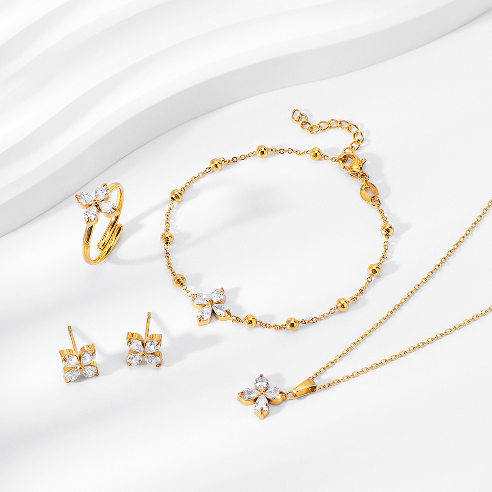 Light luxury elegant zircon women's bracelet jewelry set