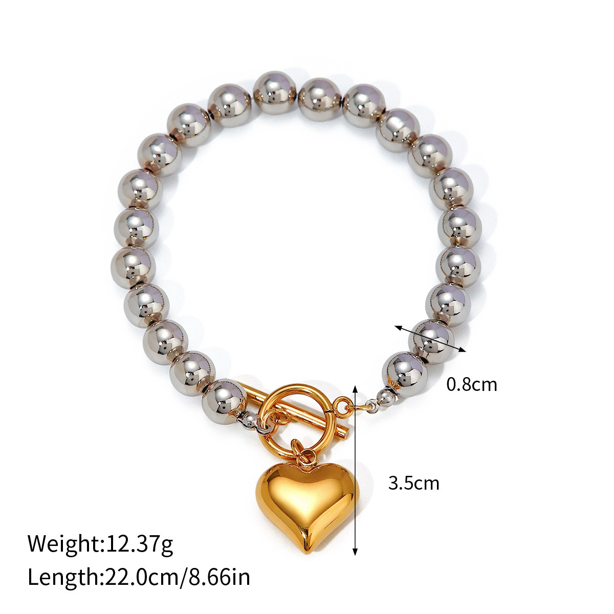18K gold heart shape with gold and silver color matching design trendy personality necklace bracelet ring earrings set - Image 16