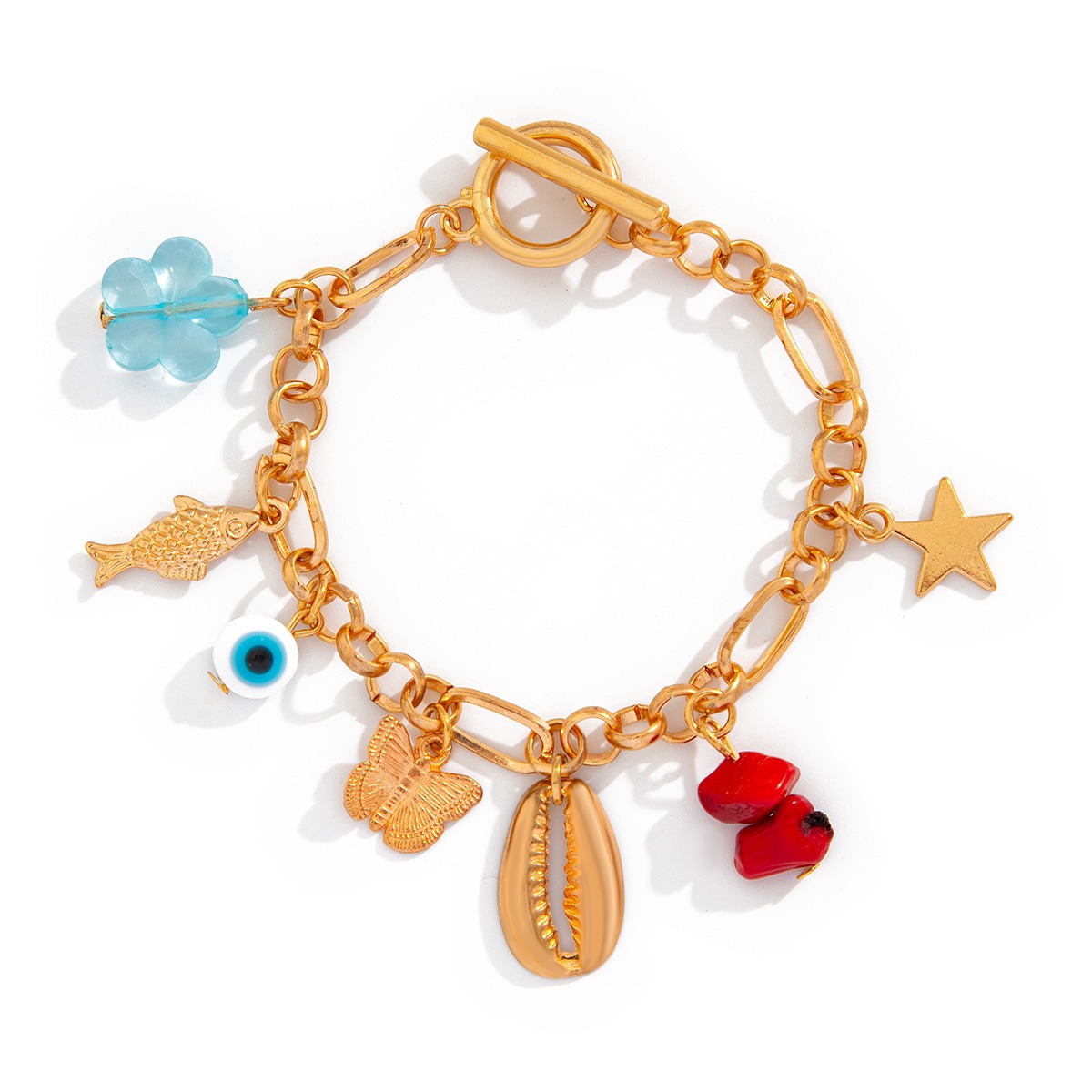 Retro elephant bull head personality niche peach heart imitation pearl shell bracelet - Image 10