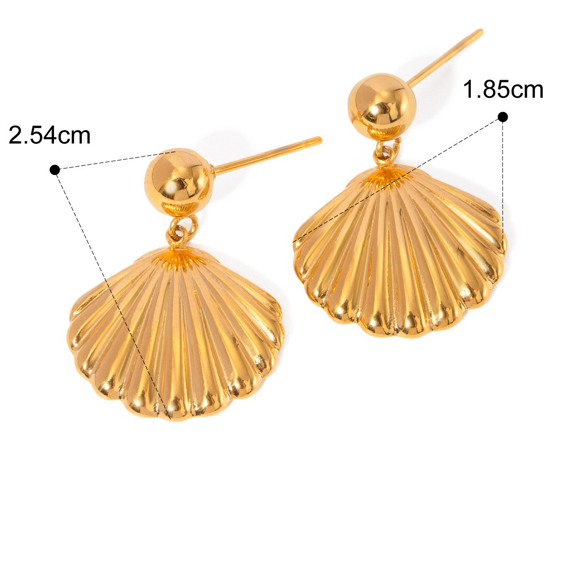 18K gold exquisite and fashionable round beads with shell high-end design earrings - Image 6