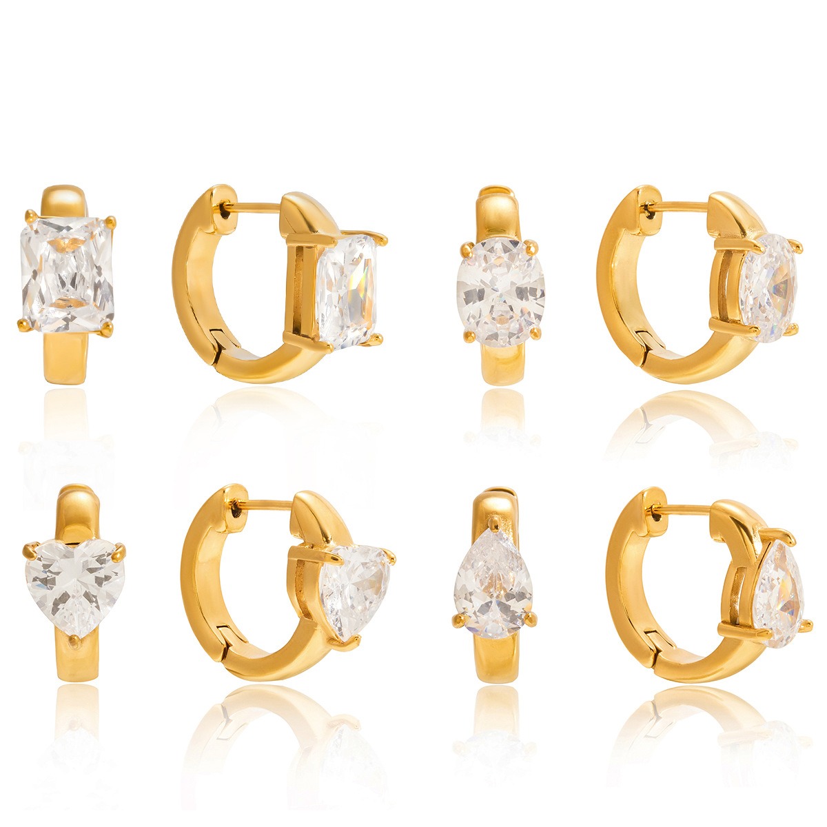 18K gold luxury earrings with cubic zirconia.
