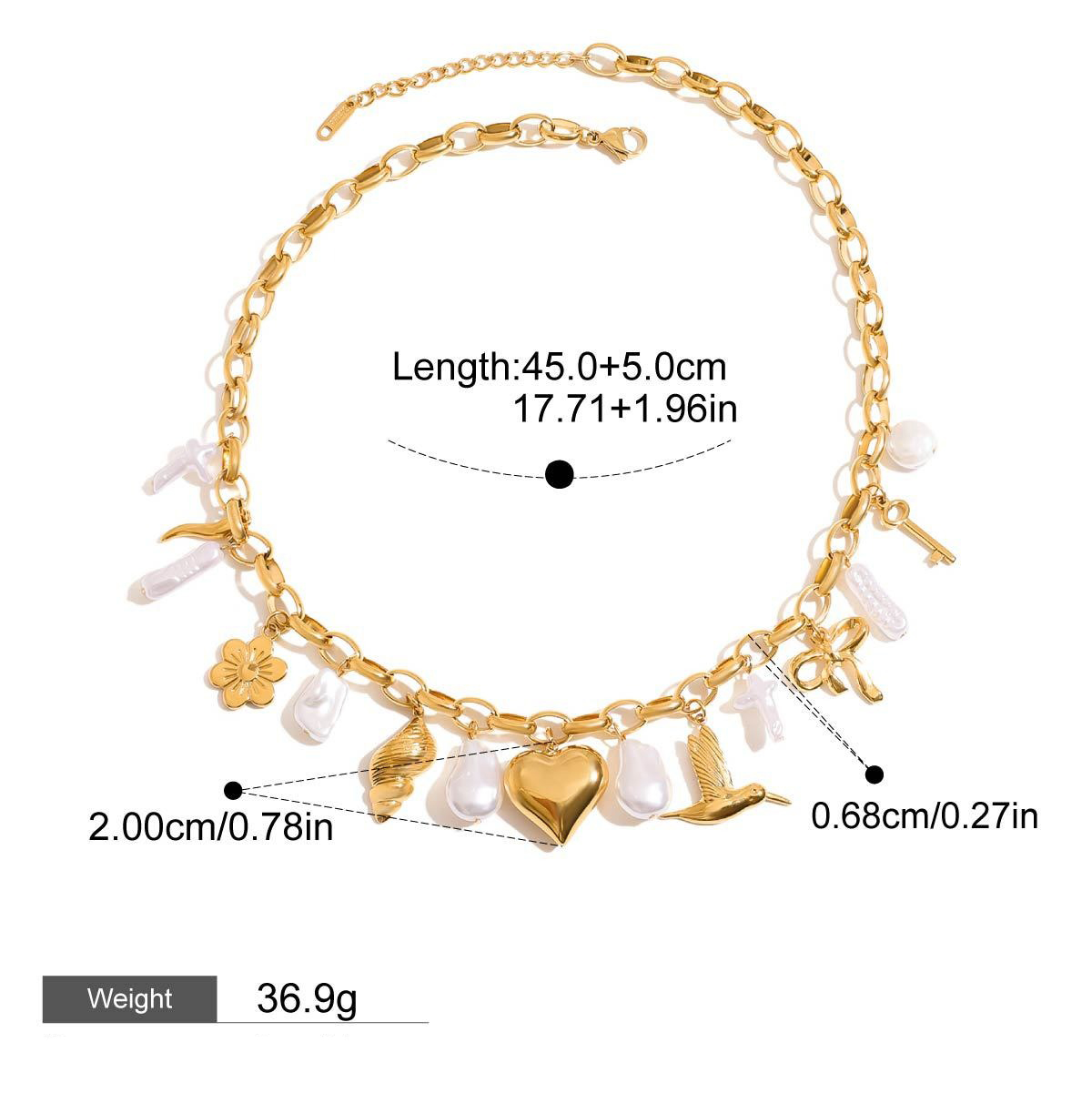 18K gold heart with irregular pearl design exquisite and noble necklace - Image 7