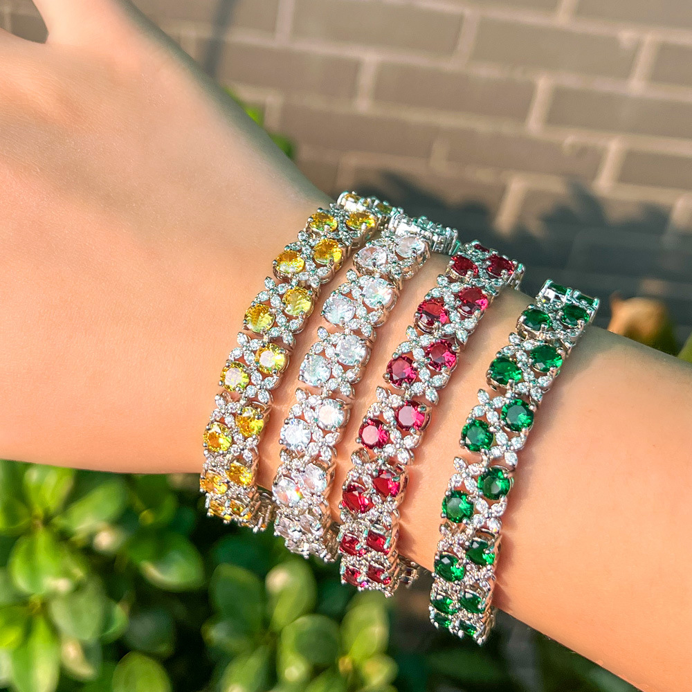 Zircon micro-inlaid gemstone and sparkling diamond-plated bracelet - Image 14