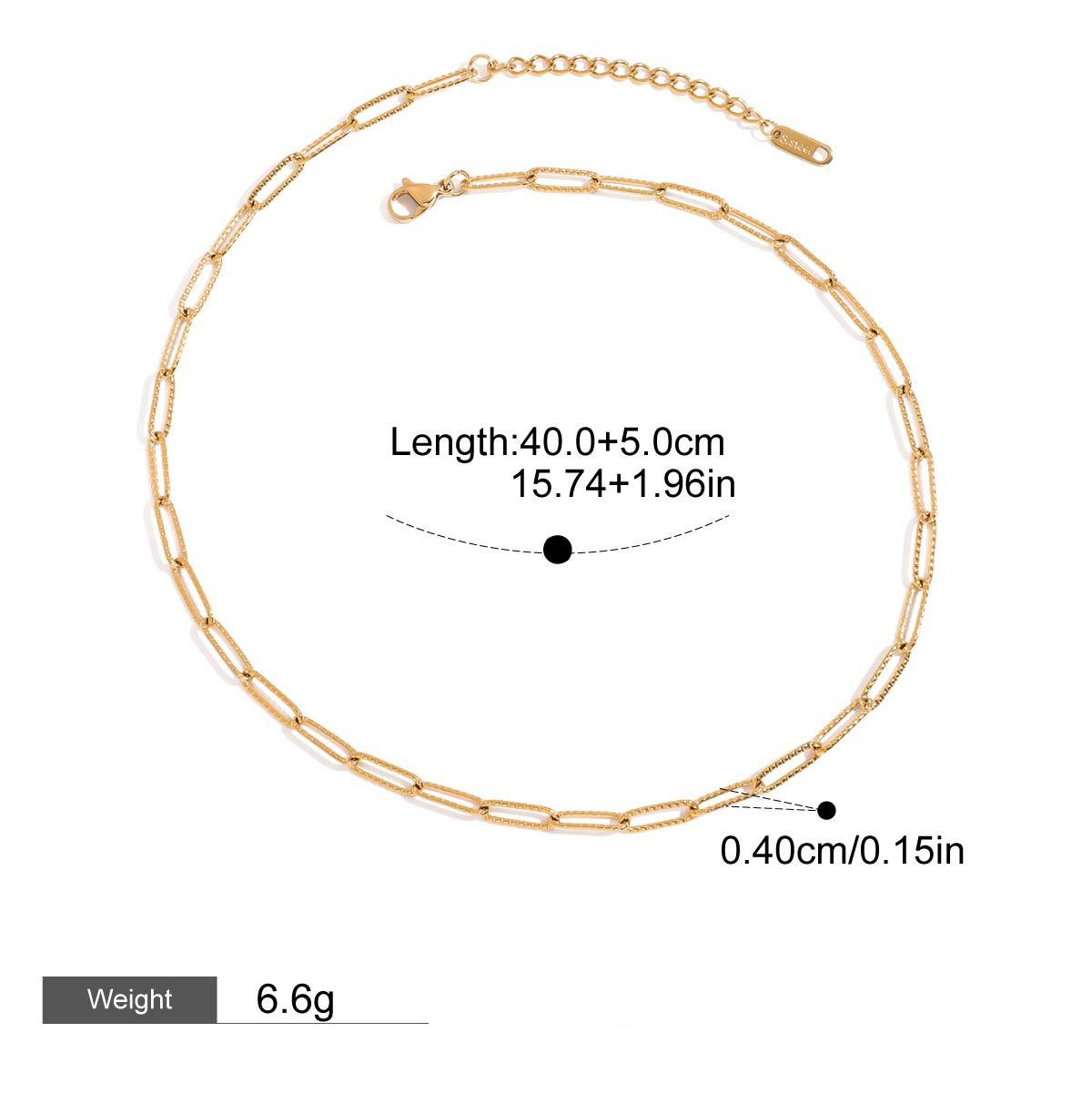 18K gold geometric inlaid gemstone with texture design classic fashion necklace - Image 15