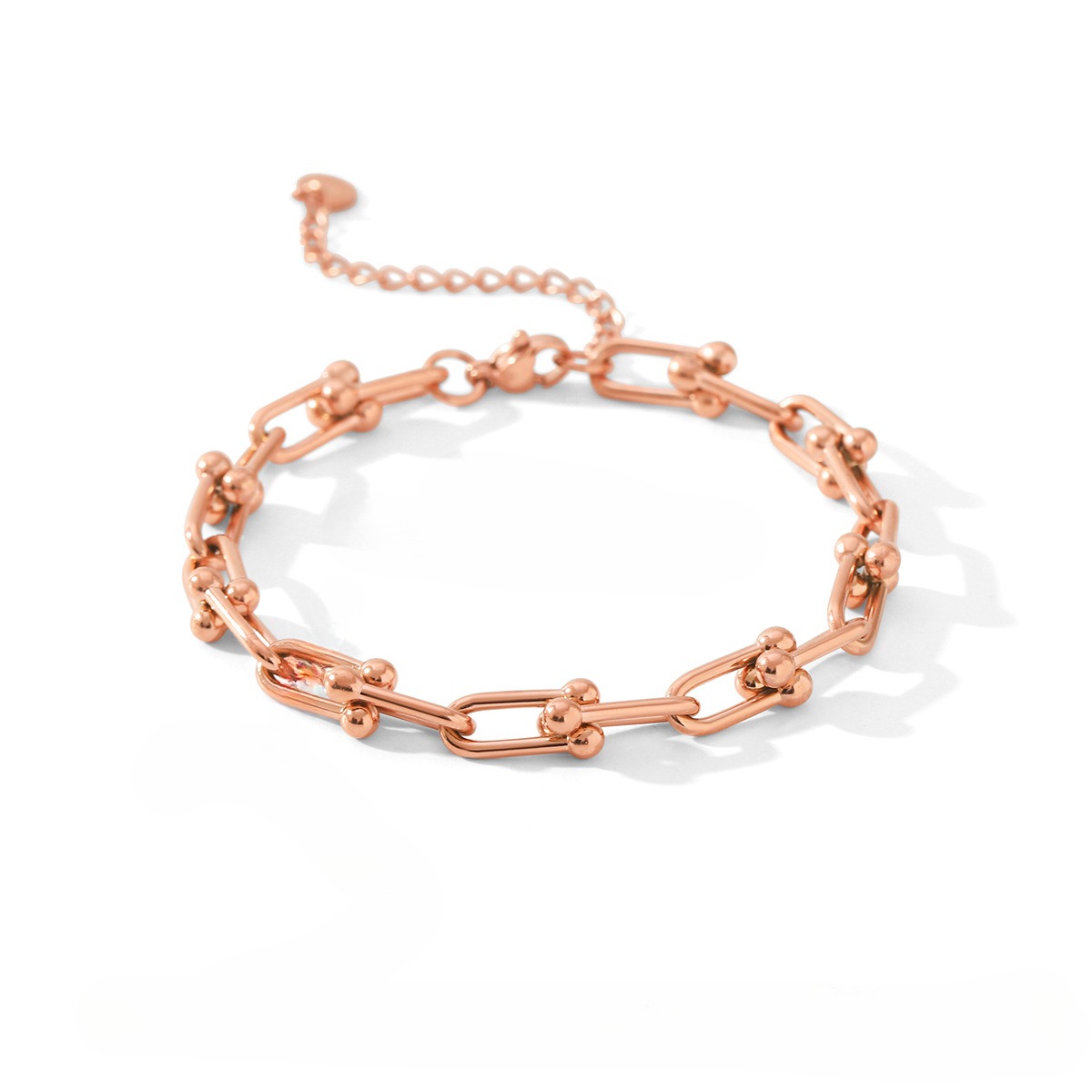 18k gold horseshoe chain bracelet and earrings - Image 8
