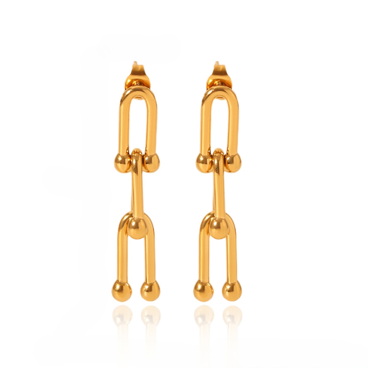 18k gold horseshoe chain bracelet and earrings - Image 11