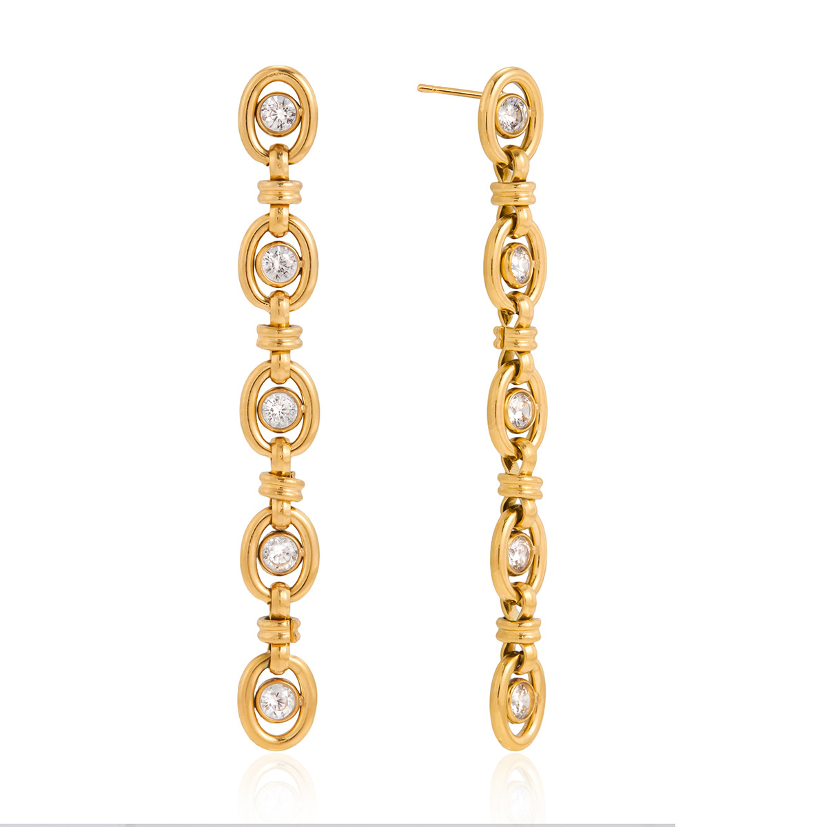 Zircon Chain Tassel Earrings and Bracelet Set