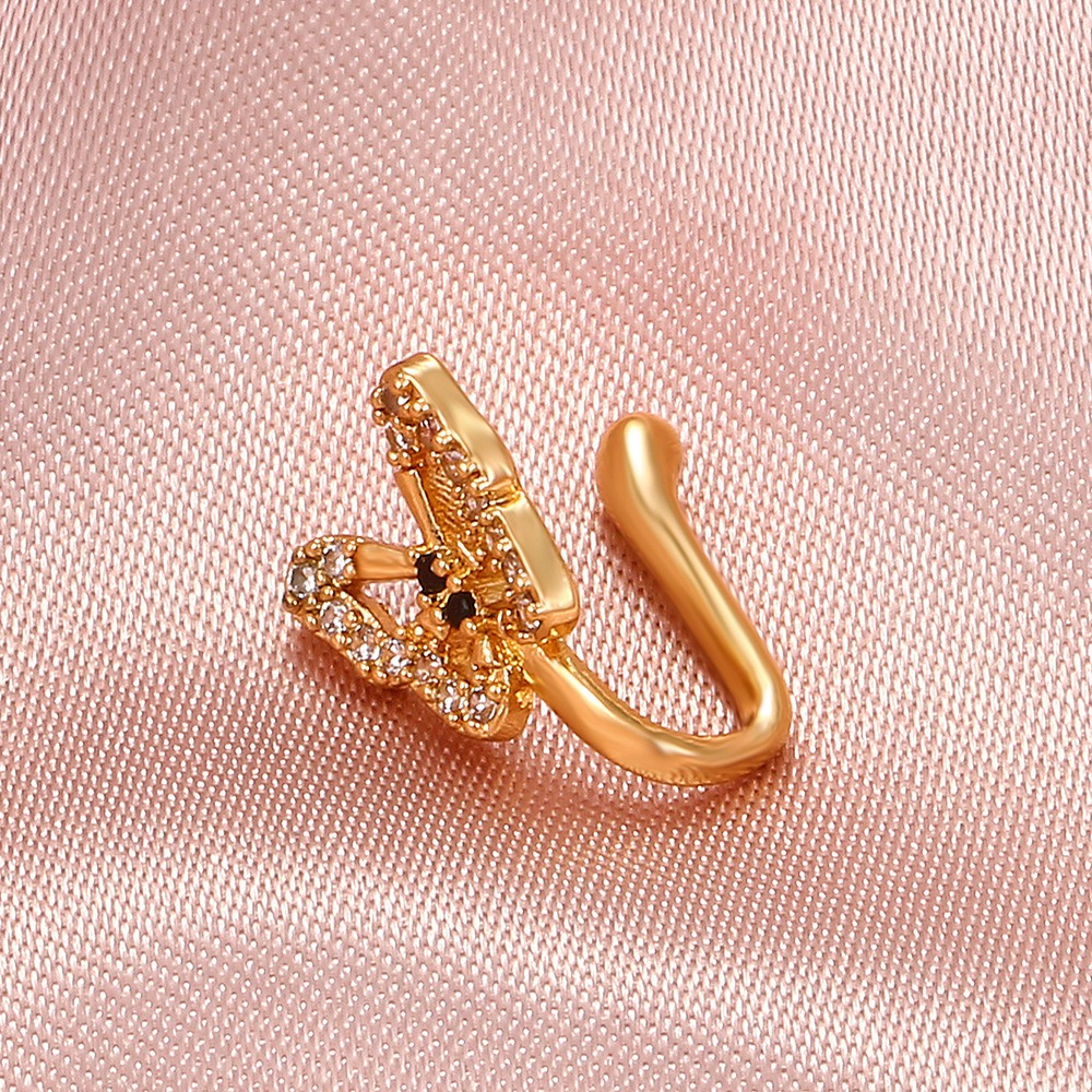 18K gold U-shaped nose ornament with butterfly inlaid gemstones, exquisite and noble design - Image 13