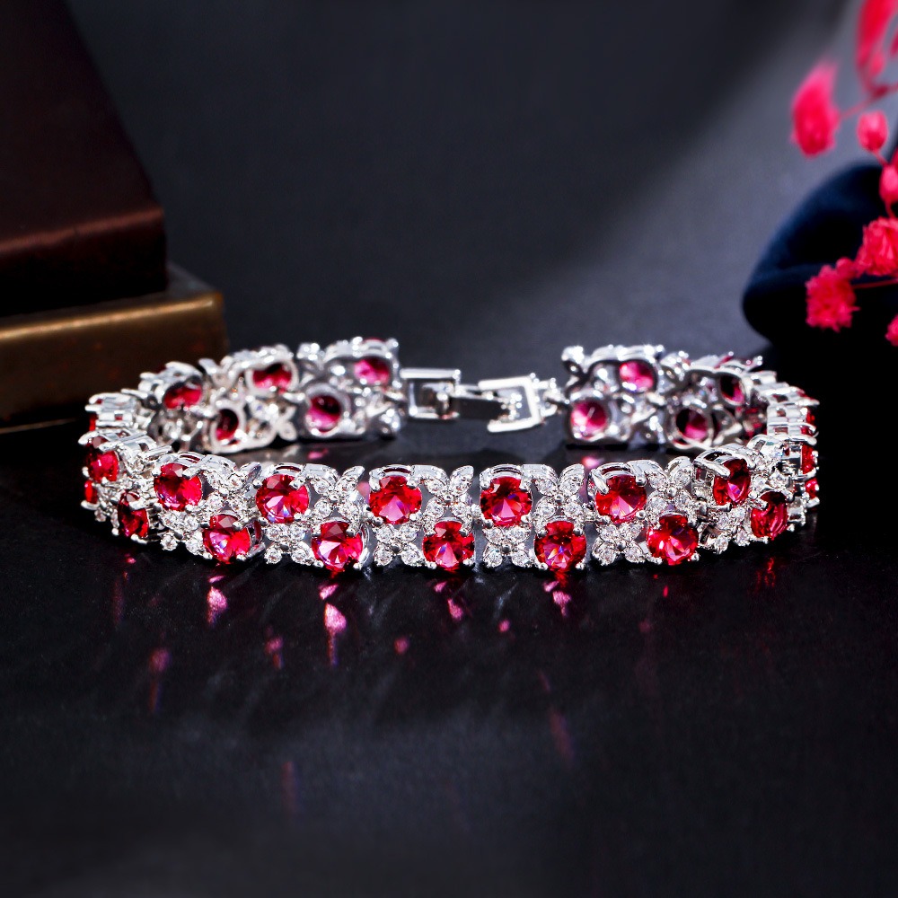 Zircon micro-inlaid gemstone and sparkling diamond-plated bracelet - Image 16