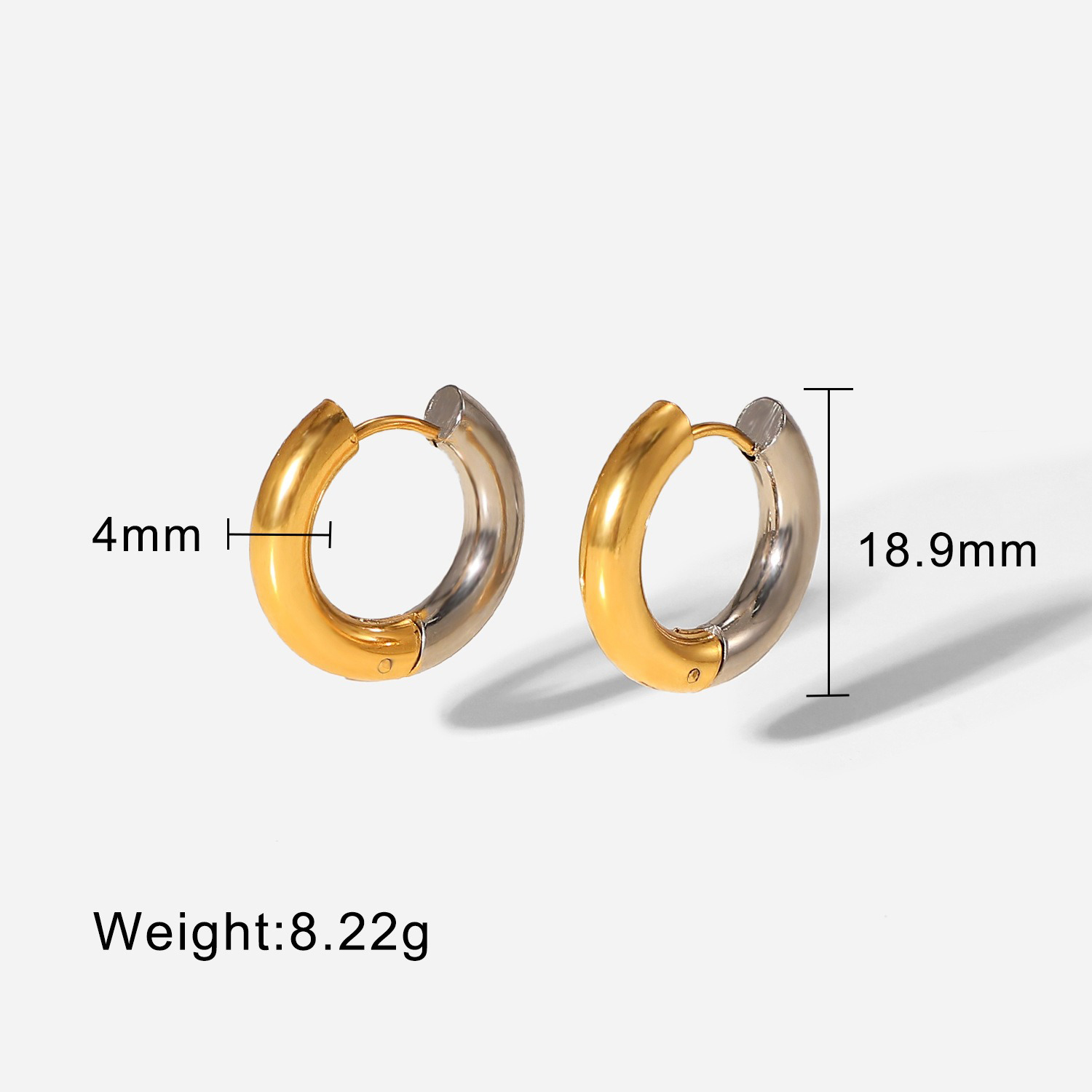 18K gold heart shape with gold and silver color matching design trendy personality necklace bracelet ring earrings set - Image 18