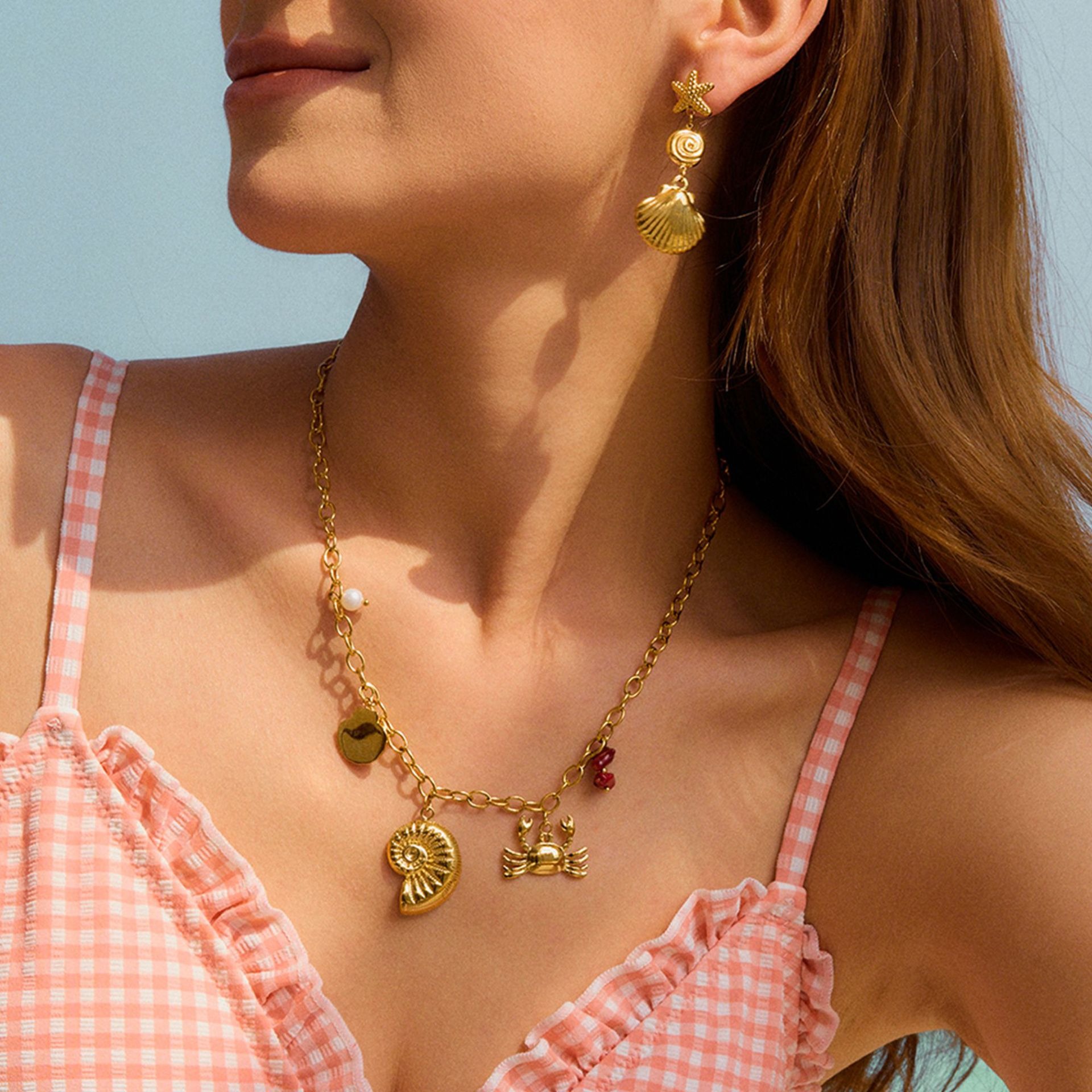 18K gold shells with tassel design exquisite and noble earrings - Image 7