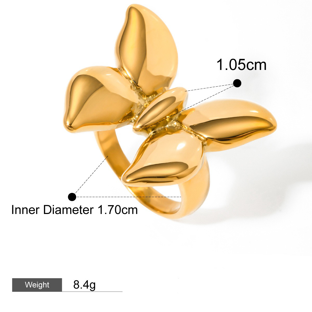 18K gold butterfly design exquisite and noble ring - Image 7