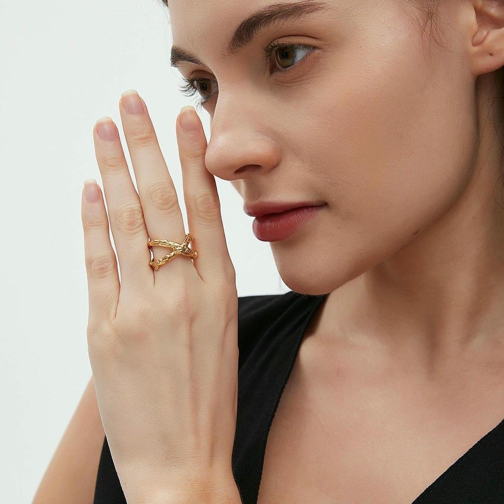 18K gold ring of light luxury high-end jewelry - Image 12