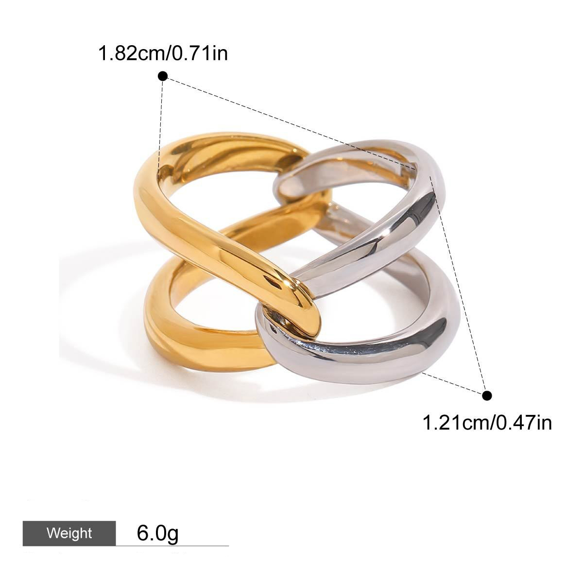 18K gold double-ring cross design simple and elegant ring - Image 7