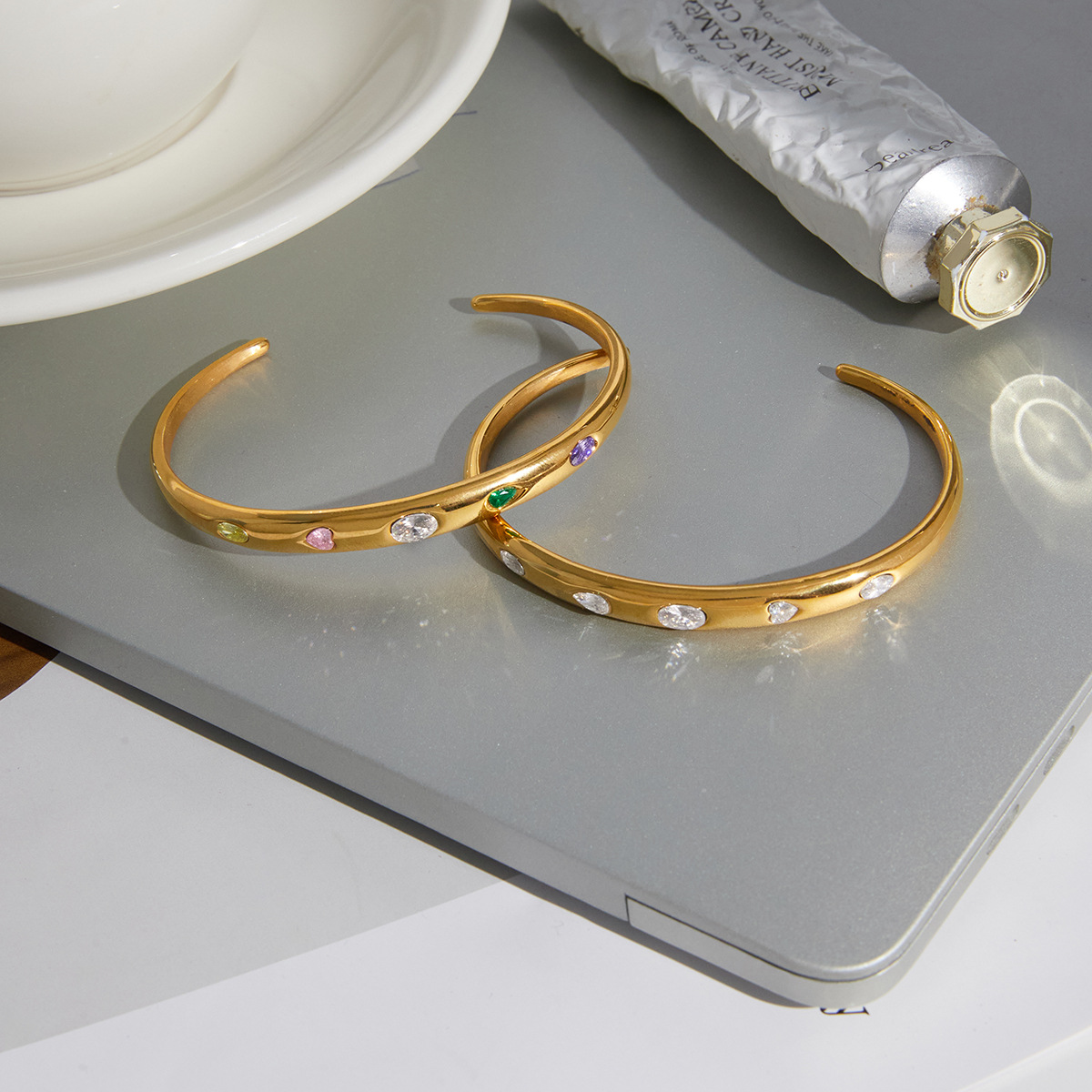 Colorful Zircon Open Bangle Collection