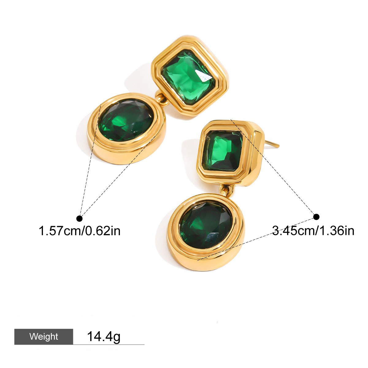 18K gold geometric/flower-shaped inlaid gemstone design light luxury noble earrings - Image 24