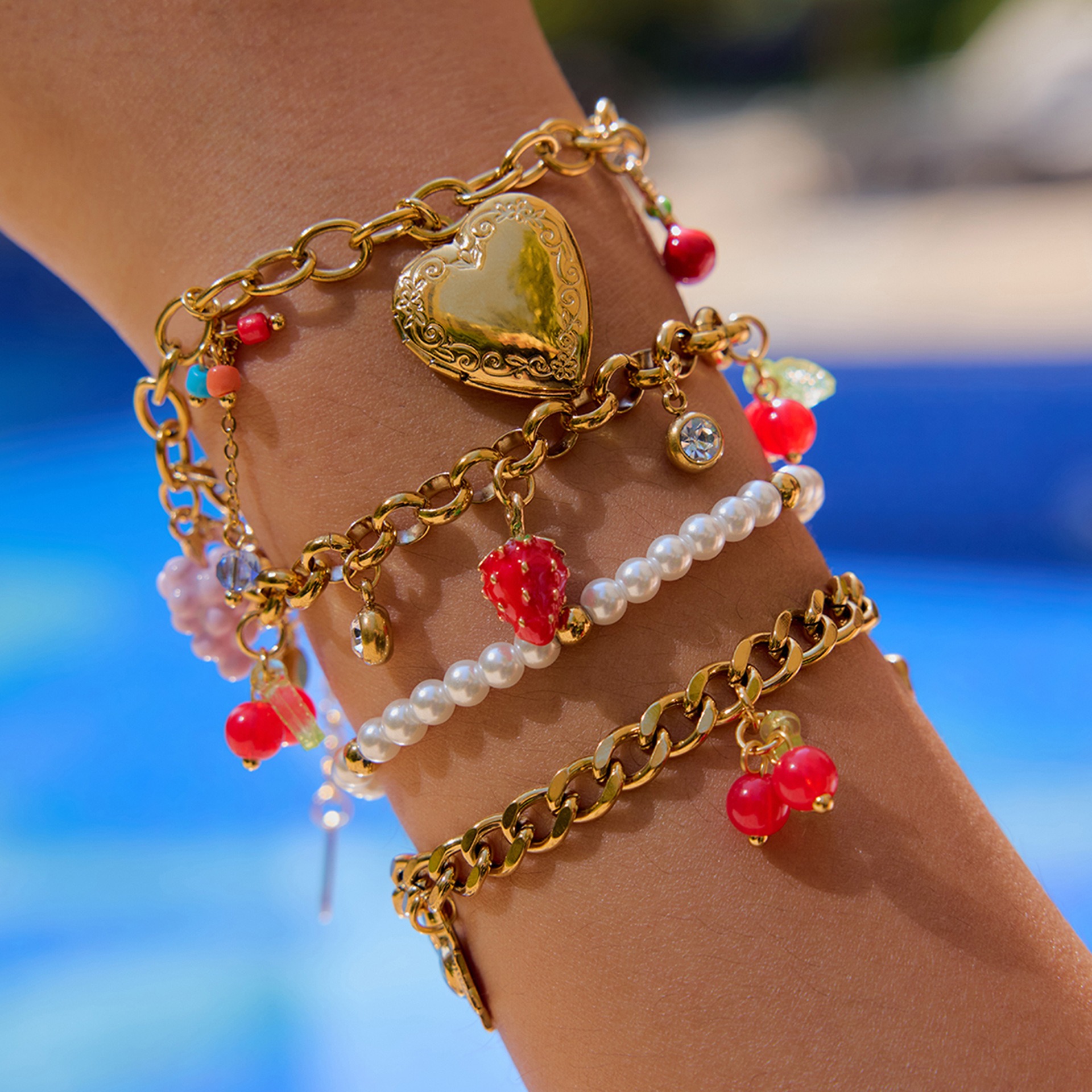18K Gold Light Luxury Stacked Pearl Bracelet