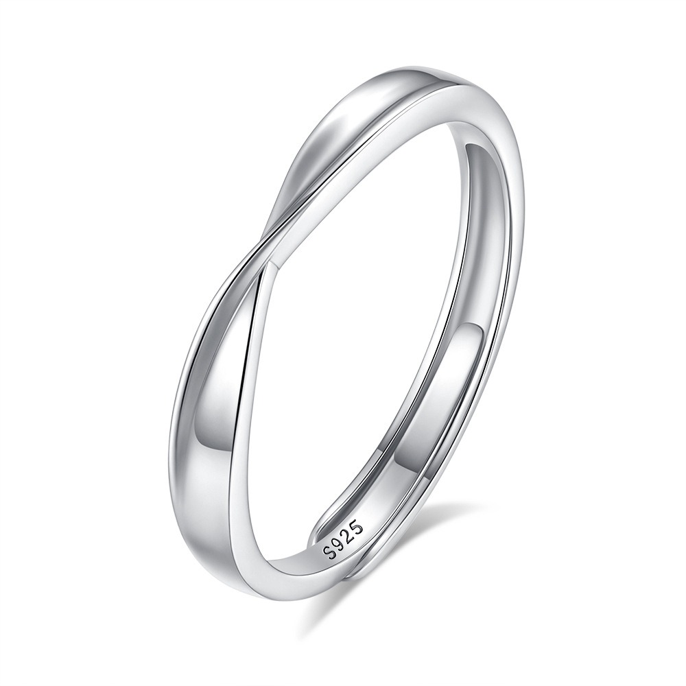 S925 silver heart knot entangled couple bowknot open ring - Image 8