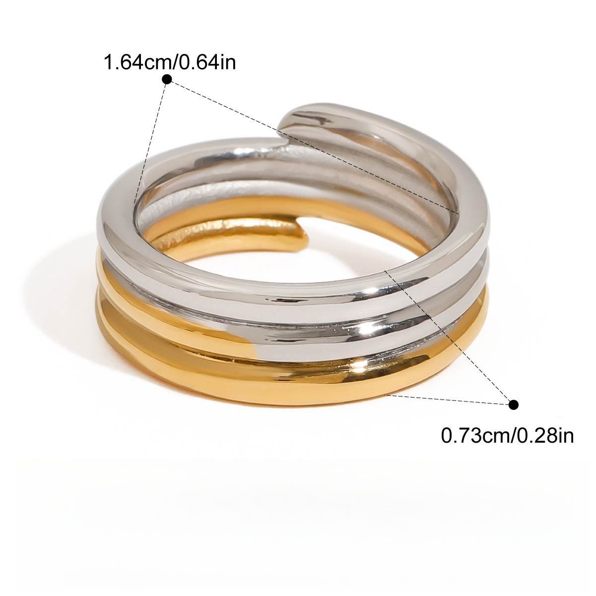 18K gold and titanium steel stacking ring - Image 17