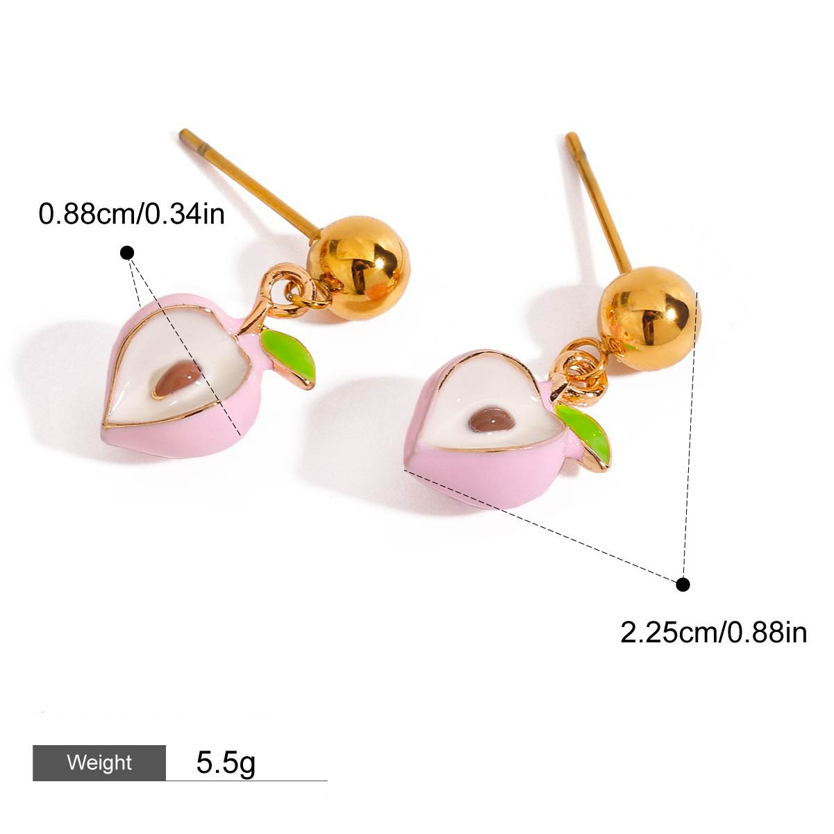 18K gold thick chain with fruit-shaped pendant design trendy and unique necklace, bracelet and earrings set - Image 8