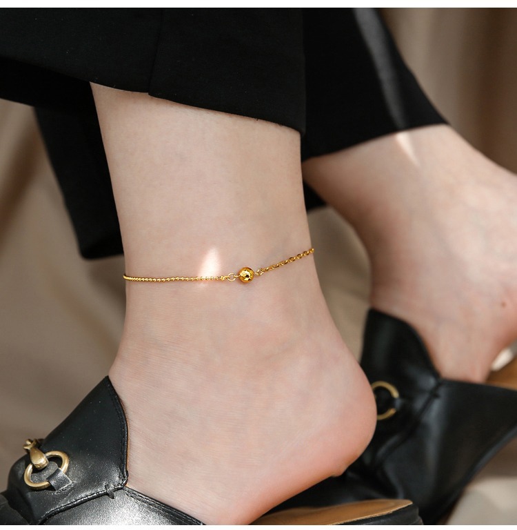 Light luxury laser bead splicing chain 18K gold anklet - Image 5