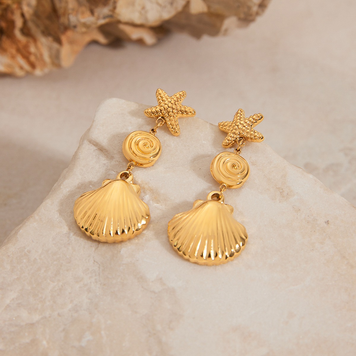 18K gold shells with tassel design exquisite and noble earrings - Image 8