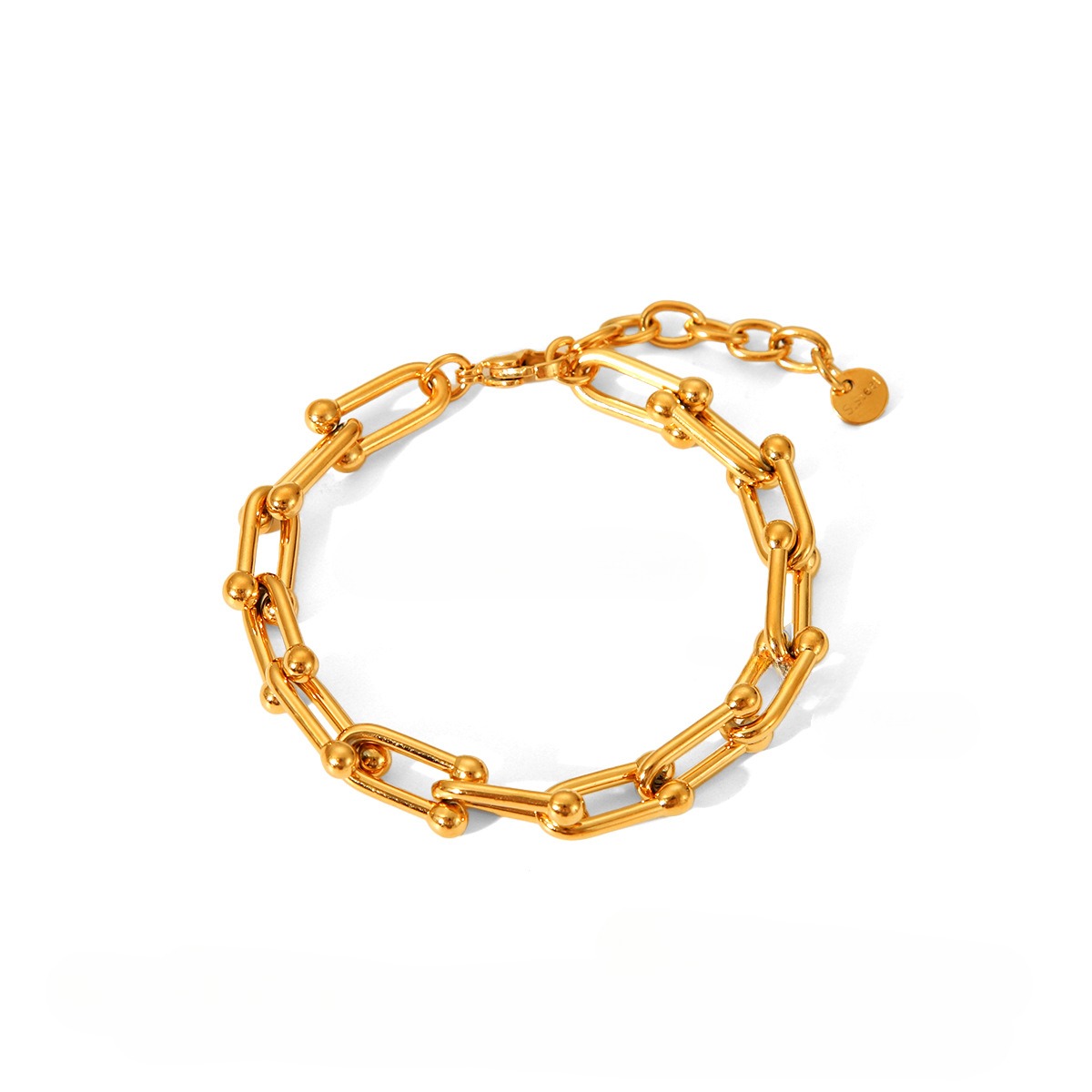 18k gold horseshoe chain bracelet and earrings - Image 13