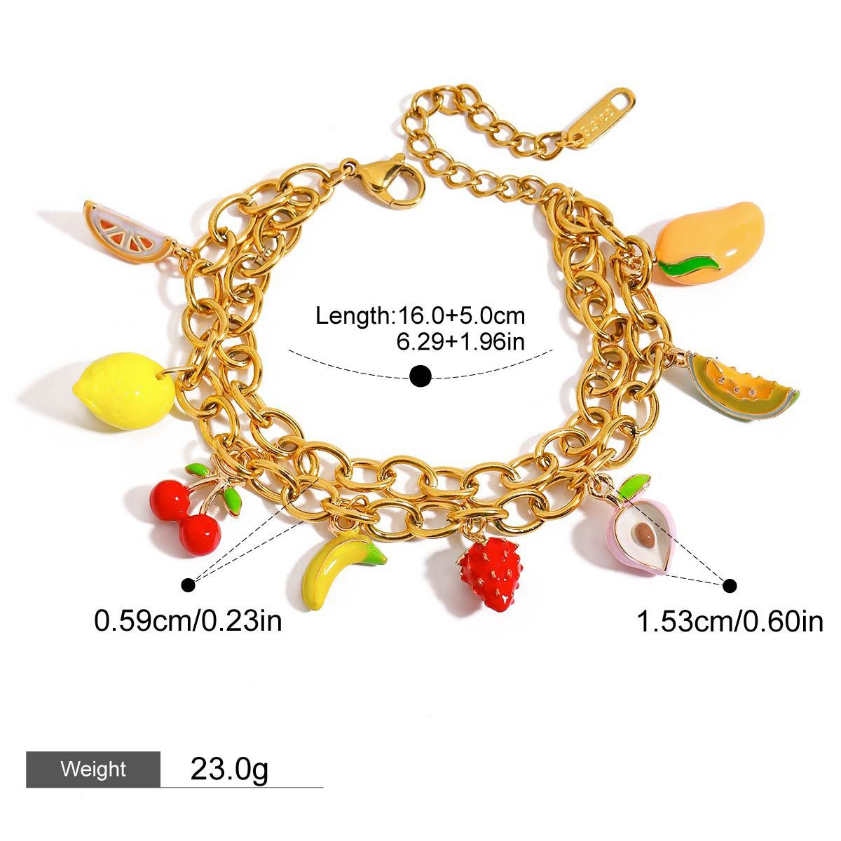 18K gold thick chain with fruit-shaped pendant design trendy and unique necklace, bracelet and earrings set - Image 11